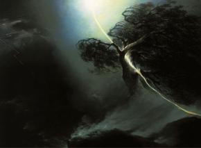 Дуб, раздробленный молнией. Аллегория на смерть жены художника.